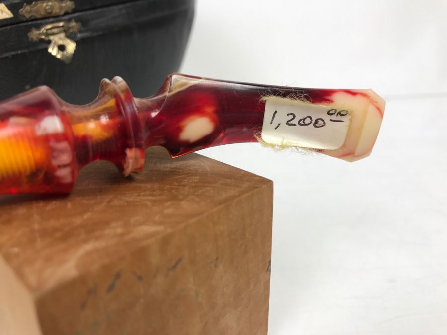 MEGA LARGE Hand Carved Meerschaum Pipe With Case Of Wine God Bacchus Retailed From $1,200 [Photo 2]