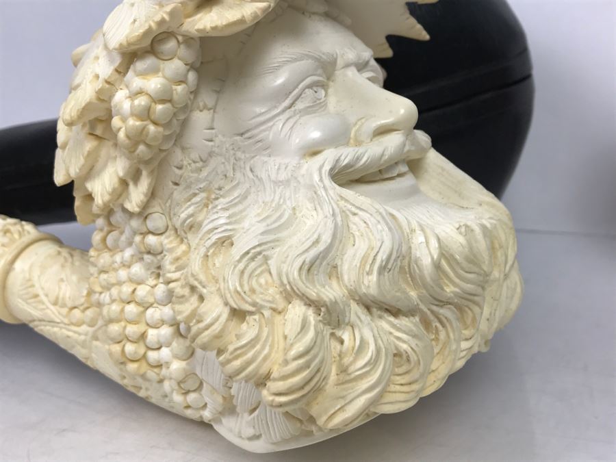 MEGA LARGE Hand Carved Meerschaum Pipe With Case Of Wine God Bacchus Retailed From $1,200 [Photo 18]