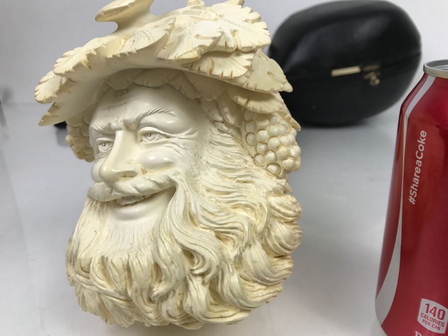 MEGA LARGE Hand Carved Meerschaum Pipe With Case Of Wine God Bacchus Retailed From $1,200 [Photo 24]