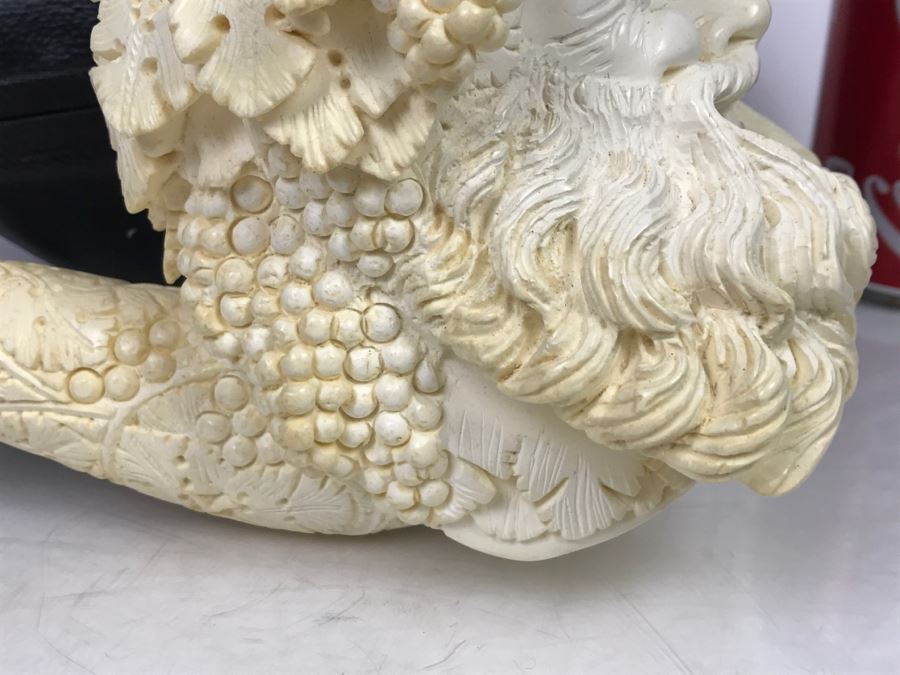 MEGA LARGE Hand Carved Meerschaum Pipe With Case Of Wine God Bacchus Retailed From $1,200 [Photo 16]