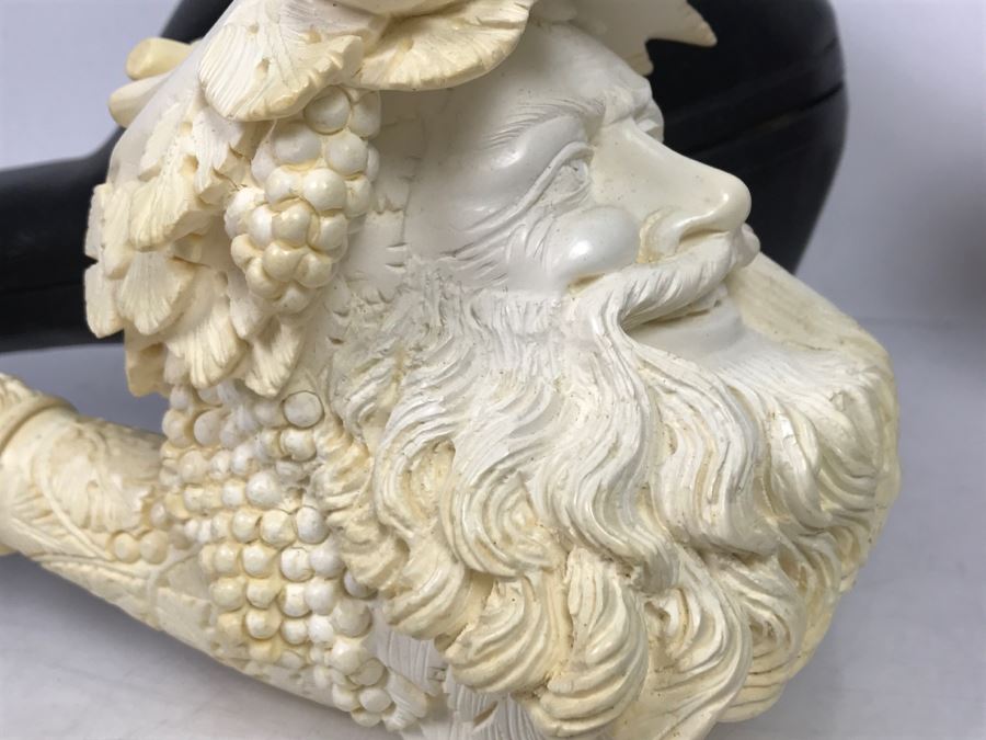 MEGA LARGE Hand Carved Meerschaum Pipe With Case Of Wine God Bacchus Retailed From $1,200 [Photo 12]