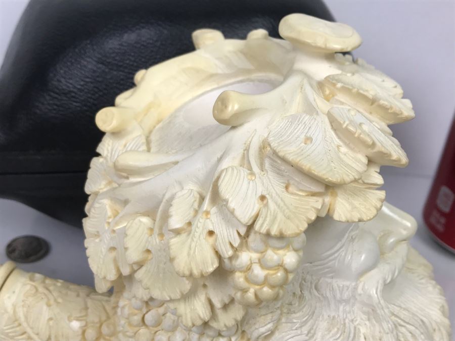 MEGA LARGE Hand Carved Meerschaum Pipe With Case Of Wine God Bacchus Retailed From $1,200 [Photo 13]