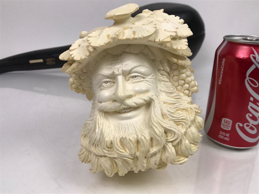 MEGA LARGE Hand Carved Meerschaum Pipe With Case Of Wine God Bacchus Retailed From $1,200 [Photo 19]