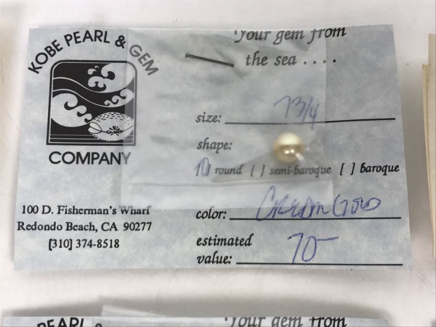 Collection Of (6) Cream Gold Tone Colored Pearls 6-7 3/4MM [Photo 3]