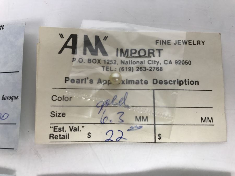 Collection Of (6) Cream Gold Tone Colored Pearls 6-7 3/4MM [Photo 11]