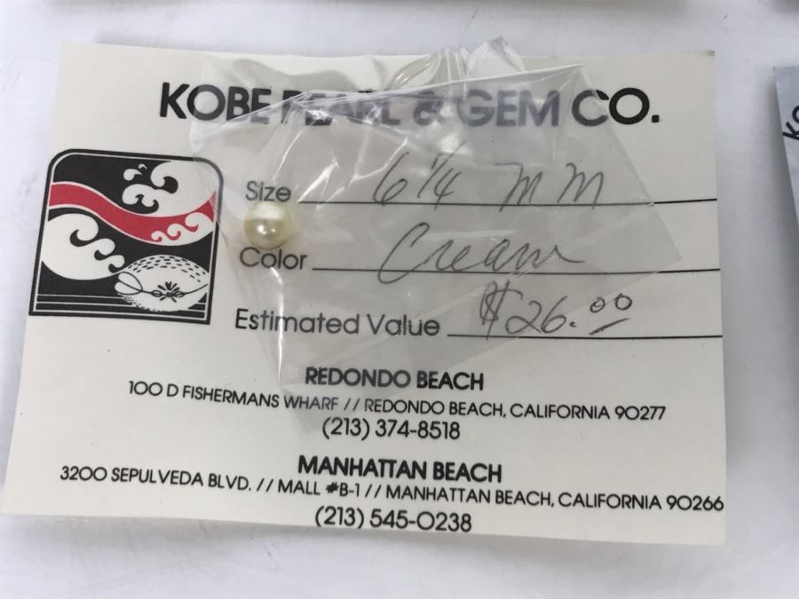 Collection Of (6) Cream Gold Tone Colored Pearls 6-7 3/4MM [Photo 15]