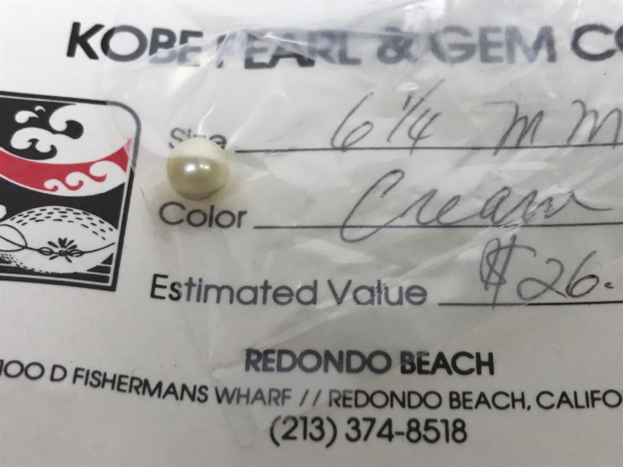 Collection Of (6) Cream Gold Tone Colored Pearls 6-7 3/4MM [Photo 16]