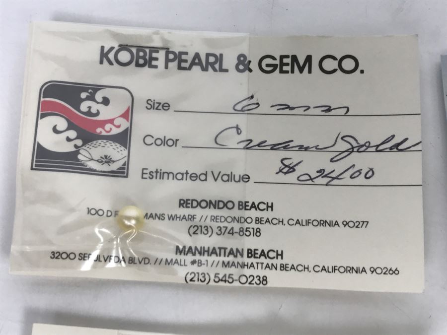 Collection Of (6) Cream Gold Tone Colored Pearls 6-7 3/4MM [Photo 13]