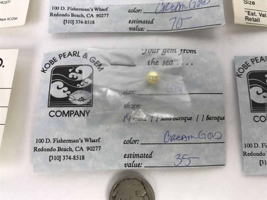 Collection Of (6) Cream Gold Tone Colored Pearls 6-7 3/4MM [Photo 6]