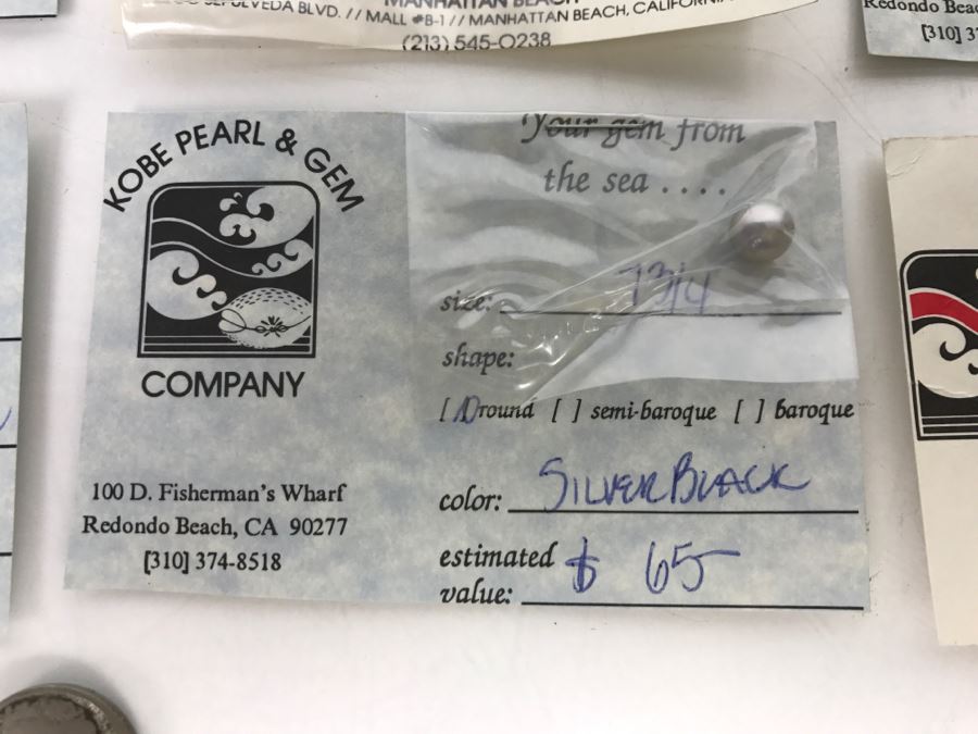 Collection Of (9) Silver Gray Black Tone Colored Pearls 6 1/4-7 3/4MM [Photo 6]