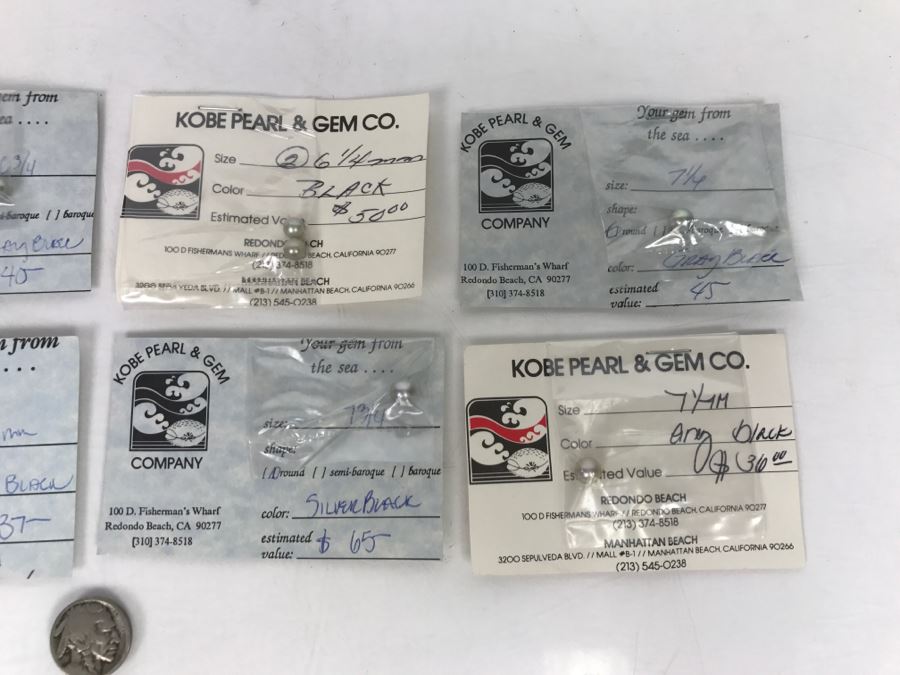 Collection Of (9) Silver Gray Black Tone Colored Pearls 6 1/4-7 3/4MM [Photo 3]