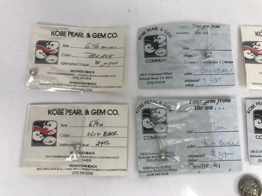 Collection Of (9) Silver Gray Black Tone Colored Pearls 6 1/4-7 3/4MM [Photo 2]