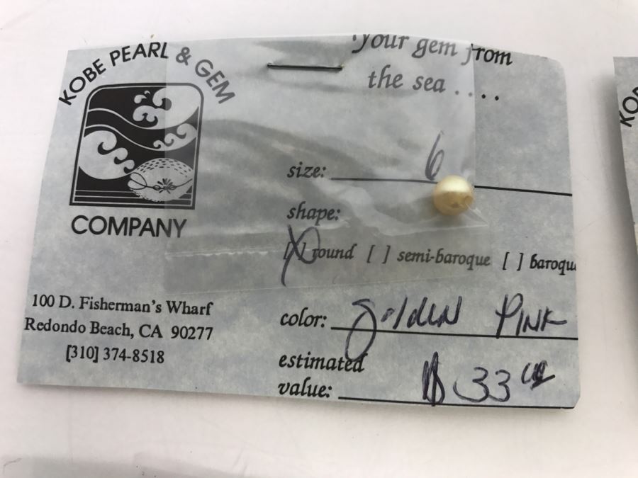 Collection Of (7) Gold Cream Tone Colored Pearls 6-7MM [Photo 13]