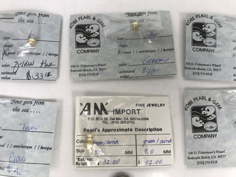 Collection Of (7) Gold Cream Tone Colored Pearls 6-7MM [Photo 3]