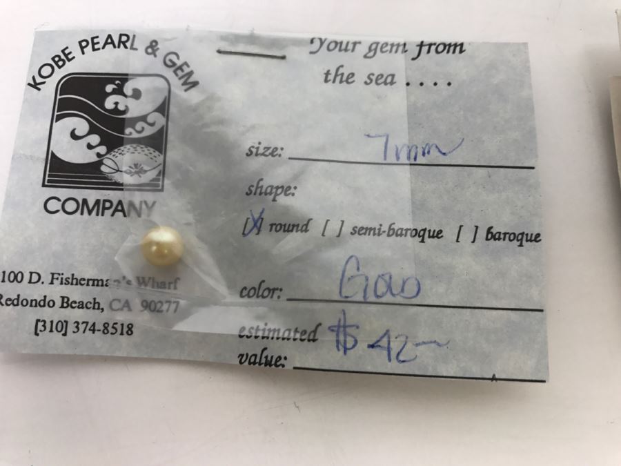 Collection Of (7) Gold Cream Tone Colored Pearls 6-7MM [Photo 15]