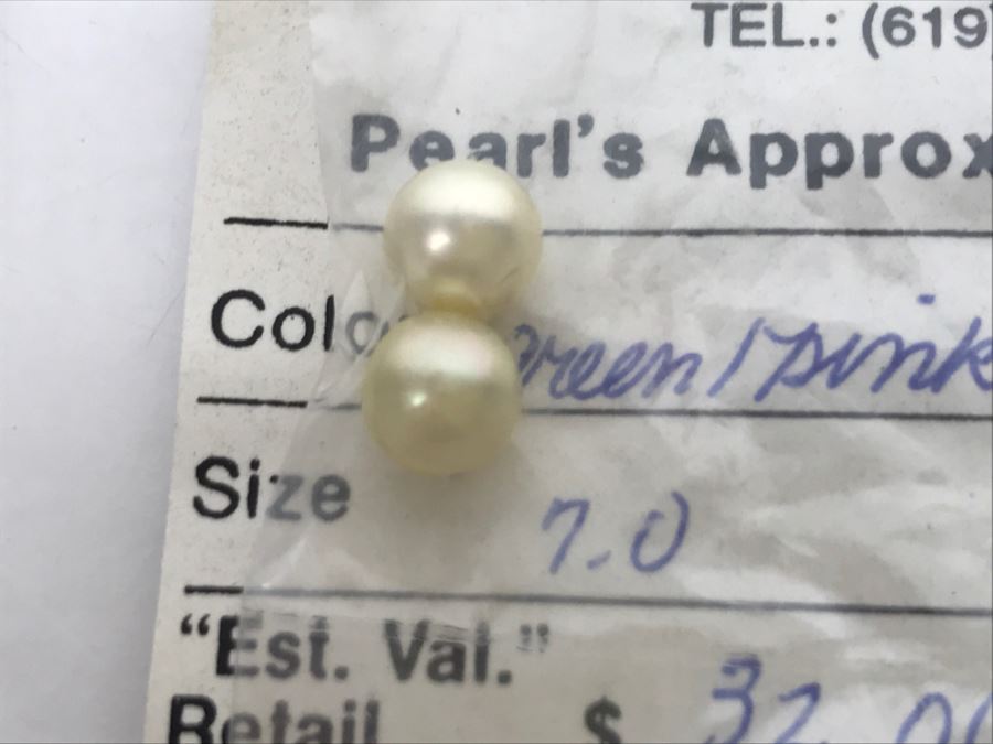 Collection Of (7) Gold Cream Tone Colored Pearls 6-7MM [Photo 8]