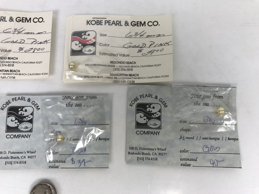 Collection Of (5) Gold Tone Colored Pearls 6 3/4MM [Photo 3]