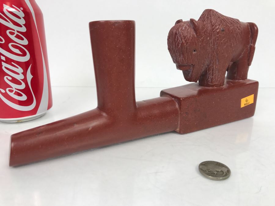 HUGE Collection Of Native American Peace Pipes Pipestone Catlinite Ceremonial Smoking Pipes Bear Buffalo Wolf Tomahawk (See All Photos For Details) Lot Retails For $2,000+ [Photo 16]