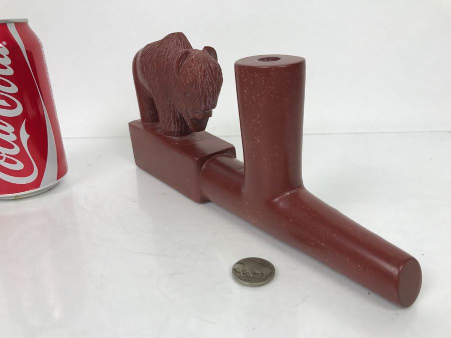 HUGE Collection Of Native American Peace Pipes Pipestone Catlinite Ceremonial Smoking Pipes Bear Buffalo Wolf Tomahawk (See All Photos For Details) Lot Retails For $2,000+ [Photo 14]