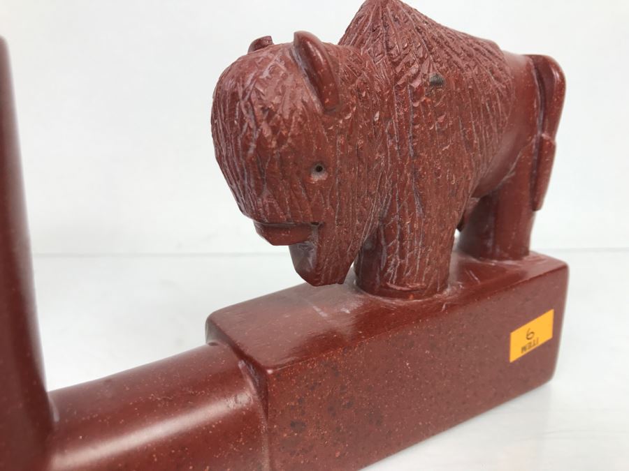 HUGE Collection Of Native American Peace Pipes Pipestone Catlinite Ceremonial Smoking Pipes Bear Buffalo Wolf Tomahawk (See All Photos For Details) Lot Retails For $2,000+ [Photo 17]