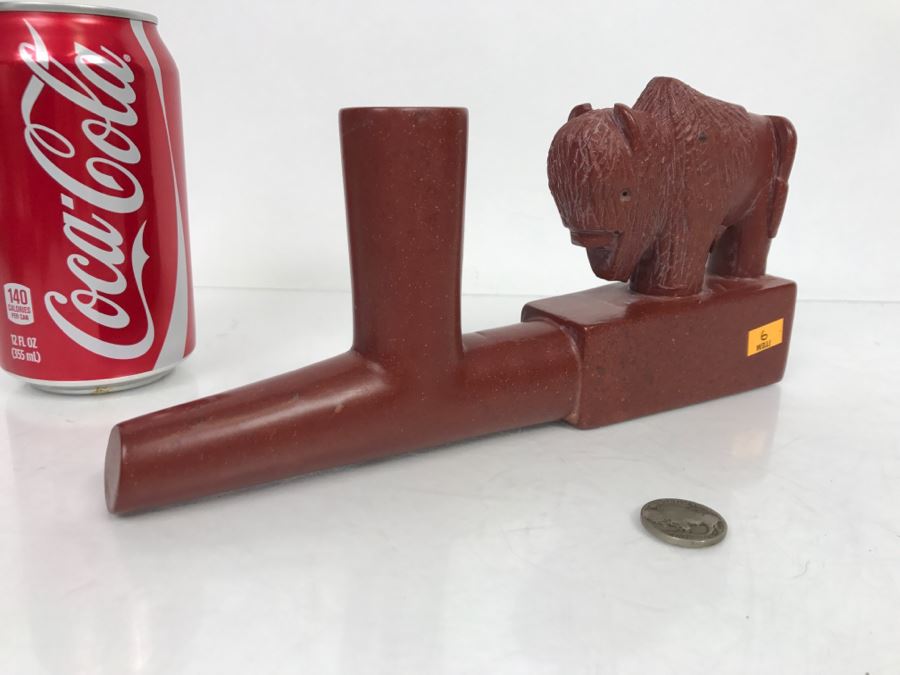 HUGE Collection Of Native American Peace Pipes Pipestone Catlinite Ceremonial Smoking Pipes Bear Buffalo Wolf Tomahawk (See All Photos For Details) Lot Retails For $2,000+ [Photo 15]