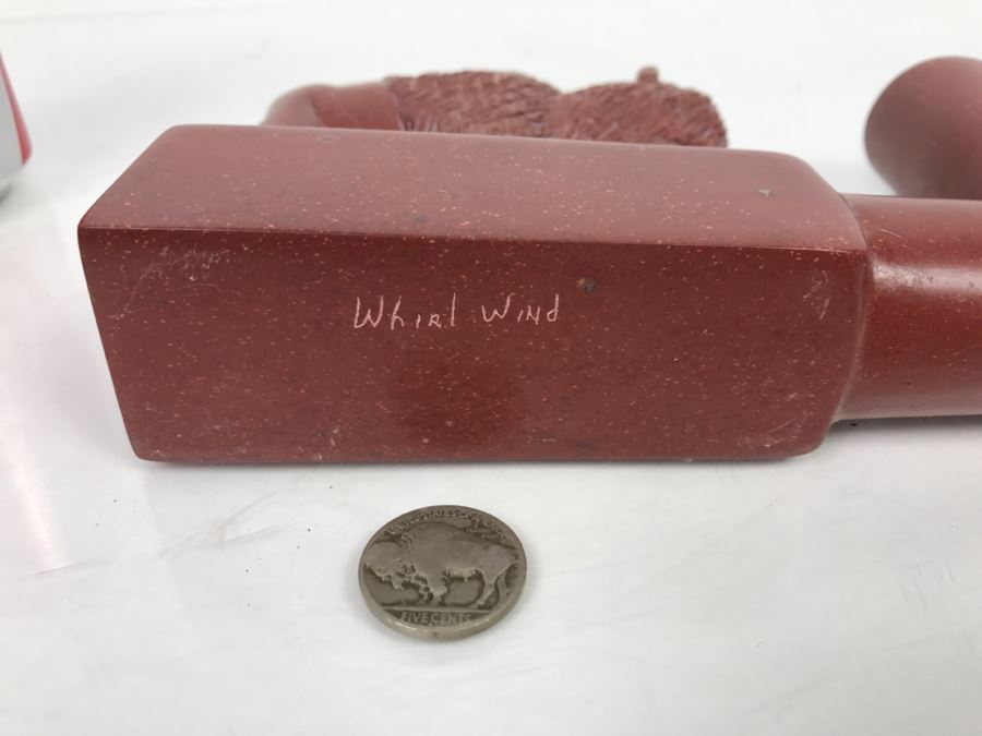 HUGE Collection Of Native American Peace Pipes Pipestone Catlinite Ceremonial Smoking Pipes Bear Buffalo Wolf Tomahawk (See All Photos For Details) Lot Retails For $2,000+ [Photo 24]