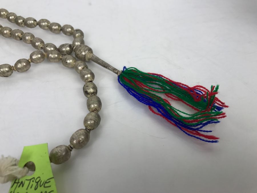 Antique Handmade Coin Silver Wedding Necklace And Polished Stone Necklace [Photo 5]