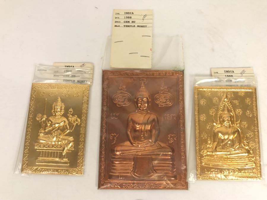 Collection Of Vintage 1988 Temple Money From India