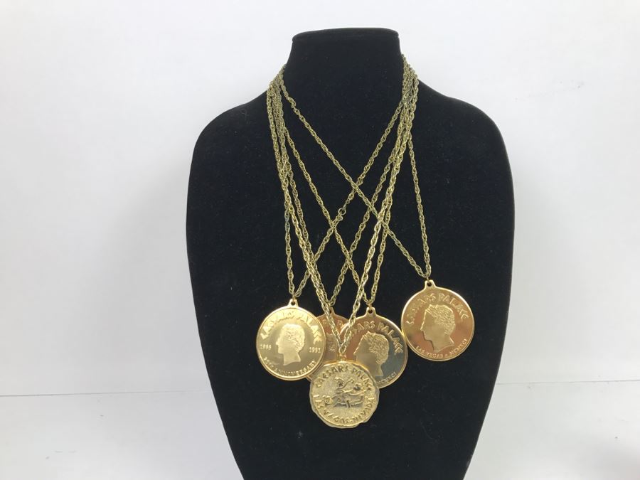 Collection Of (5) Caesars Palace Las Vegas Casino Necklaces With Pendant