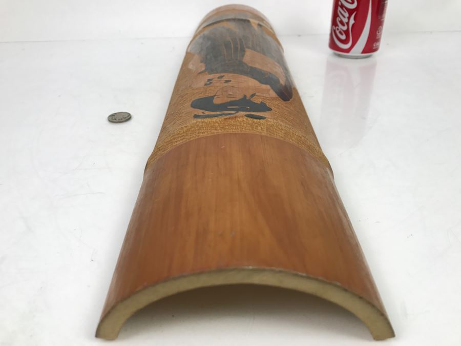 Signed Asian Bamboo Wood Carving Wall Hanging Artwork [Photo 16]