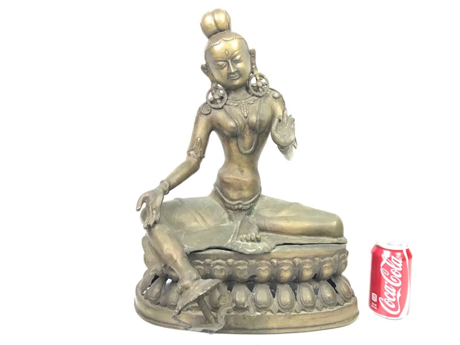 Vintage Tibetan Tara Bronze Brass Deity Sculpture (See All Photos) [Photo 3]