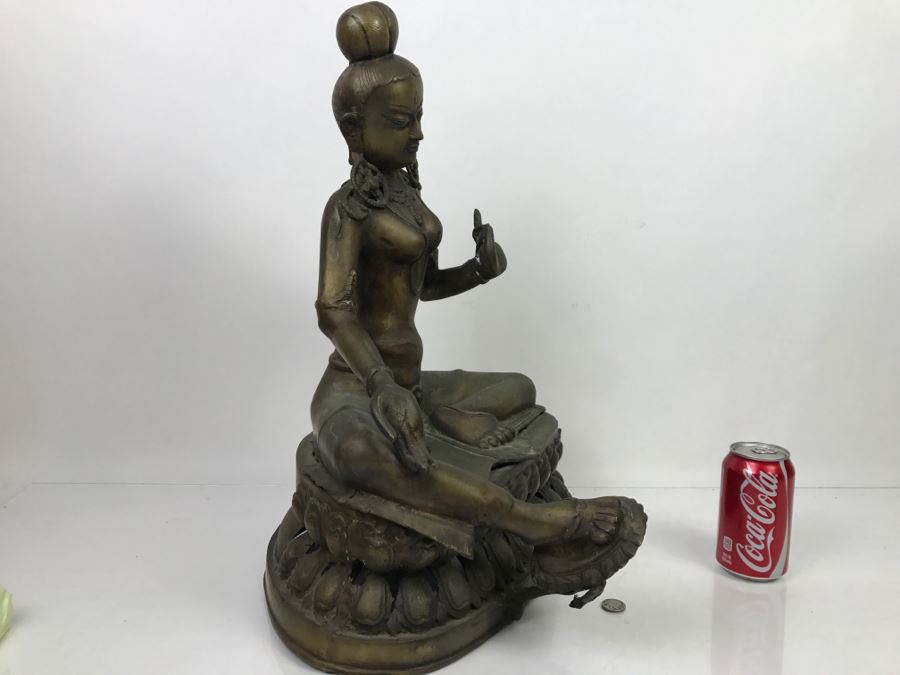 Vintage Tibetan Tara Bronze Brass Deity Sculpture (See All Photos) [Photo 21]