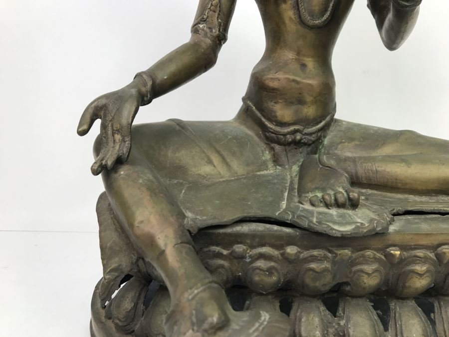 Vintage Tibetan Tara Bronze Brass Deity Sculpture (See All Photos) [Photo 9]