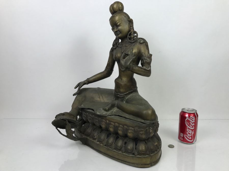 Vintage Tibetan Tara Bronze Brass Deity Sculpture (See All Photos) [Photo 30]