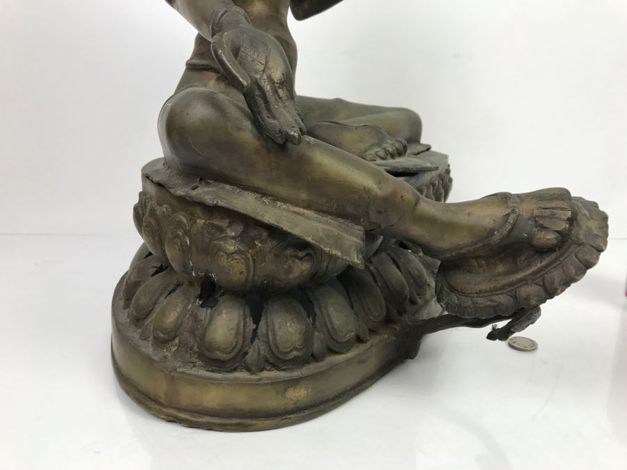 Vintage Tibetan Tara Bronze Brass Deity Sculpture (See All Photos)