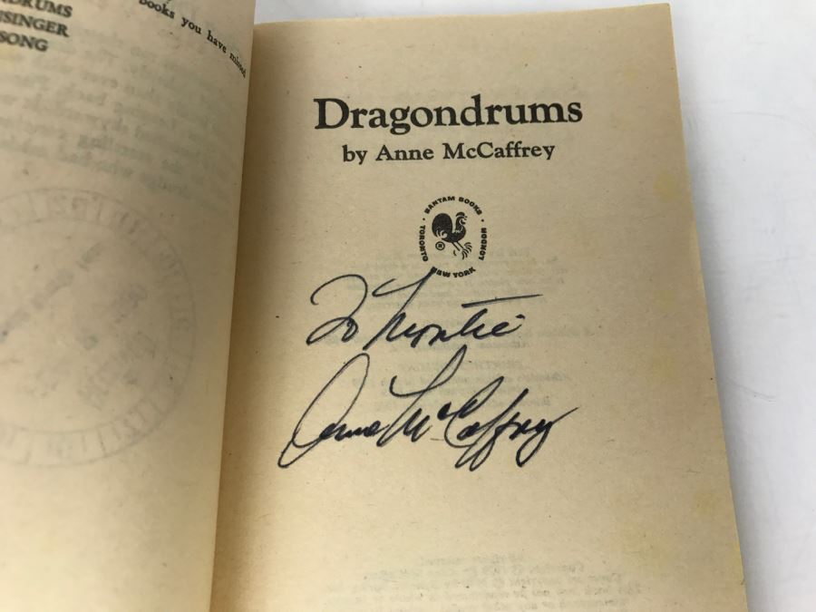 (3) Signed Anne McCaffrey Paperback Books: Dragondrums, Dragonsong And Dragonsinger [Photo 7]