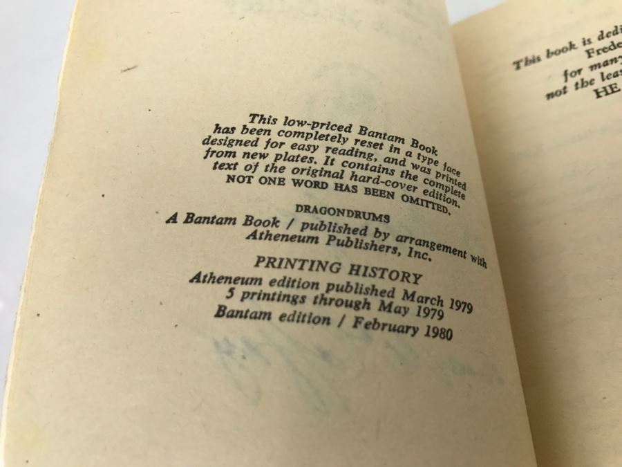 (3) Signed Anne McCaffrey Paperback Books: Dragondrums, Dragonsong And Dragonsinger [Photo 9]