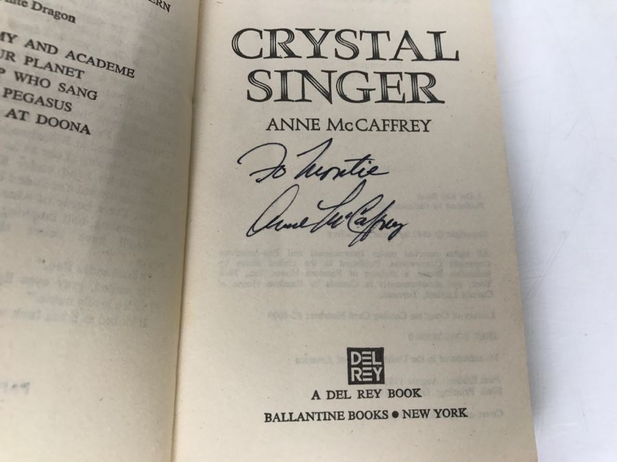 (3) Signed Anne McCaffrey Paperback Books: Get Off The Unicorn, To Ride Pegasus And Crystal Singer [Photo 18]