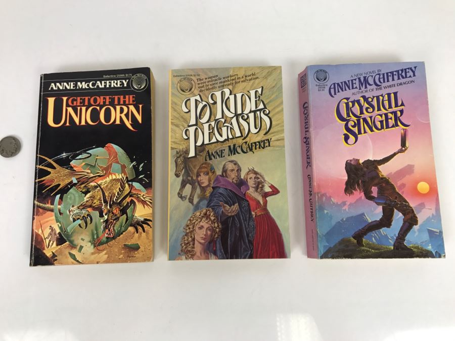 (3) Signed Anne McCaffrey Paperback Books: Get Off The Unicorn, To Ride Pegasus And Crystal Singer [Photo 2]