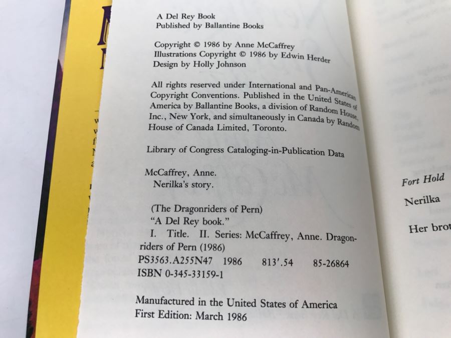 Signed First Edition Hardcover Book Nerilka’s Story By Anne McCaffrey [Photo 10]