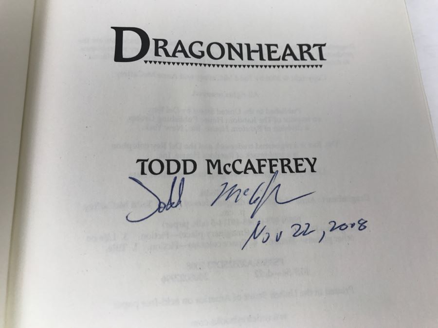 Signed First Edition Hardcover Book Dragonheart By Anne McCaffrey [Photo 7]