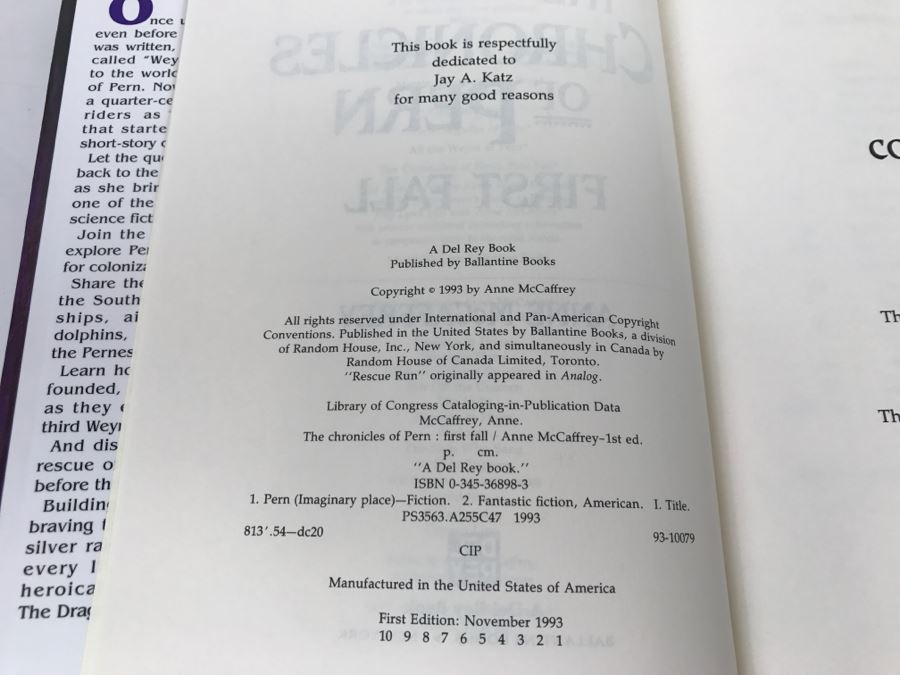 First Edition Hardcover Book 'The Chronicles Of Pern' By Anne McCaffrey [Photo 6]