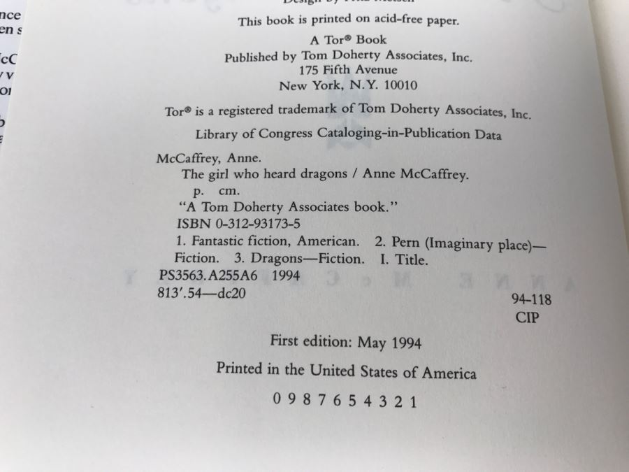 Hardcover First Edition Book The Girl Who Heard Dragons By Anne McCaffrey [Photo 8]