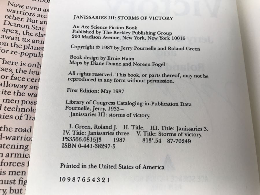 Signed First Edition Hardcover Book 'Janissaries III Storms Of Victory' By Jerry E. Pournelle And Roland Green Signed By Jerry [Photo 10]