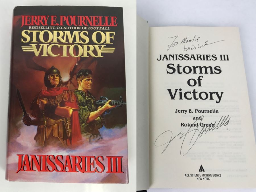 Signed First Edition Hardcover Book 'Janissaries III Storms Of Victory' By Jerry E. Pournelle And Roland Green Signed By Jerry [Photo 1]