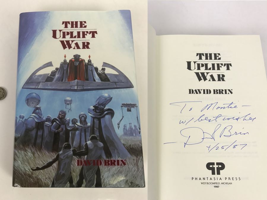 Signed First Edition Hardcover Book 'The Uplift War' By David Brin [Photo 1]
