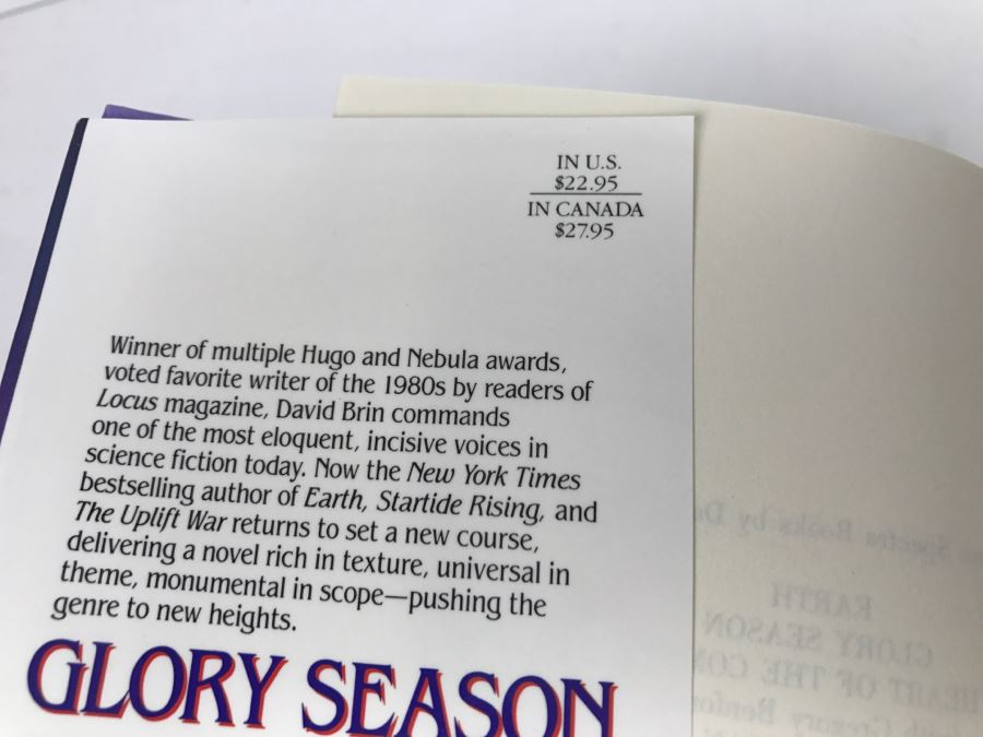 Signed First Edition Hardcover Book 'Glory Season' By David Brin [Photo 6]