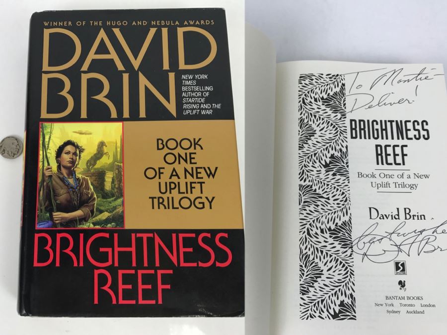 Signed First Edition Book 'Brightness Reef' By David Brin [Photo 1]