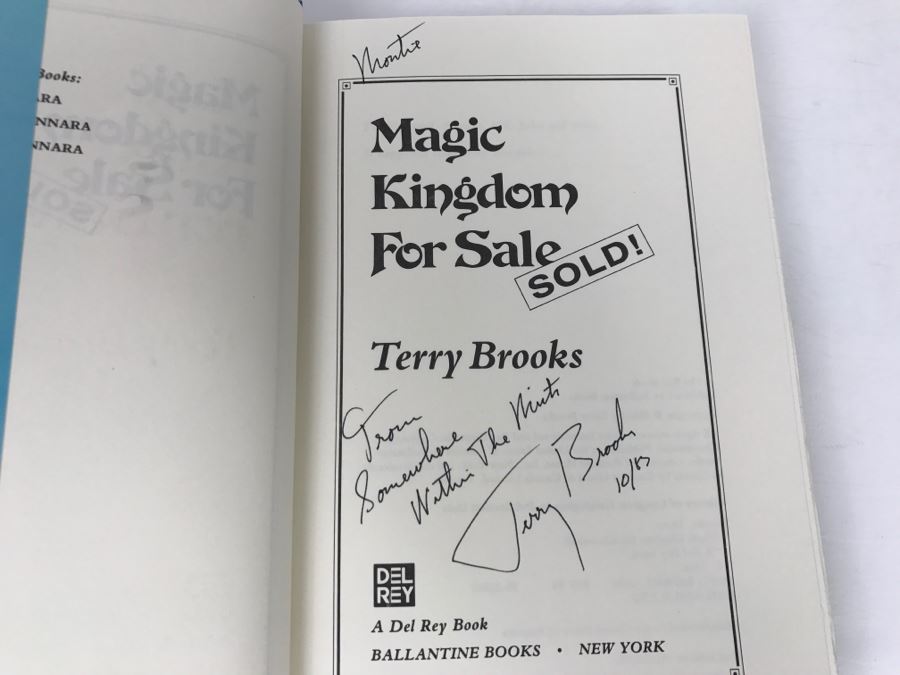 Signed First Edition Hardcover Book 'Magic Kingdom For Sale - Sold!' By Terry Brooks [Photo 7]