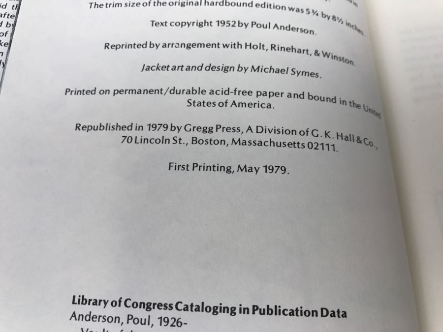 Signed 1979 First Printing Hardcover Book 'Vault Of The Ages' By Poul Anderson [Photo 12]